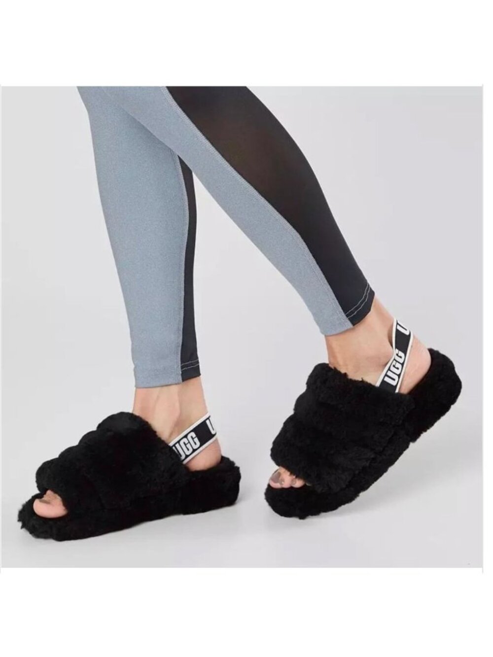 UGG Fluff Yeah Slide Slipper Black  - Size 7